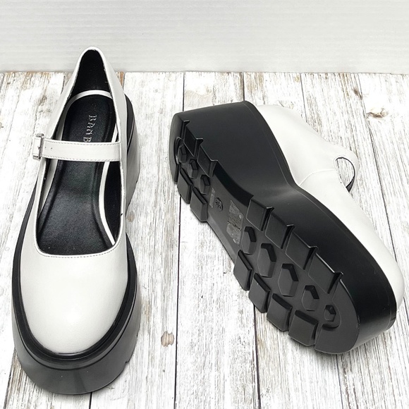 New White Platform Mary Jane Wedge Ballet Flats - Picture 6 of 7